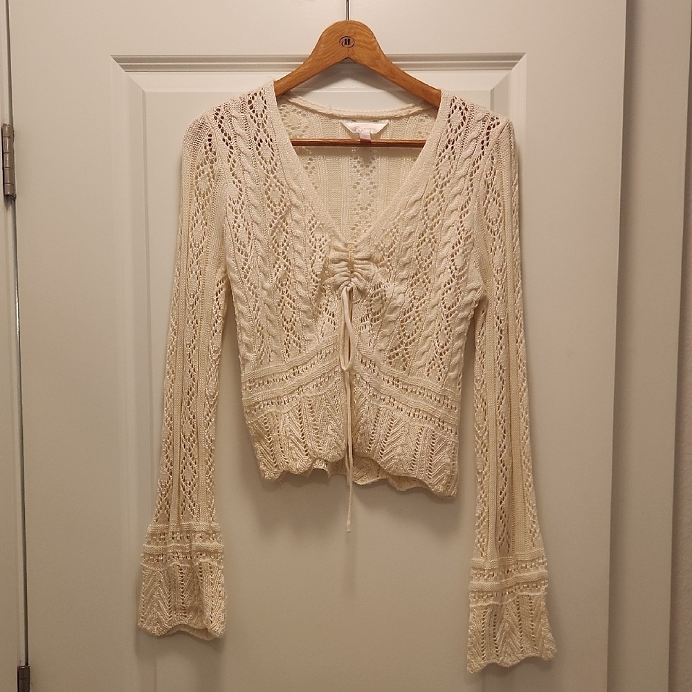 No Boundaries Ivory Lace Knit Blouse